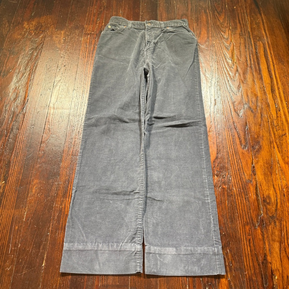Vintage 70s Levis California Straights Pants Womens 28x30 Gray Corduroy